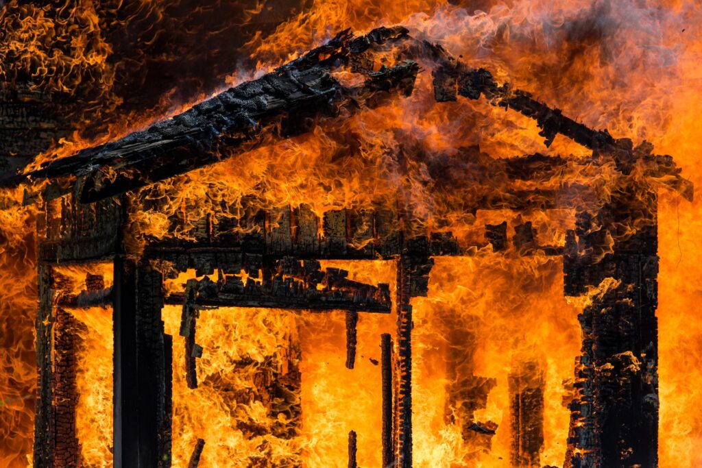 house in flames
